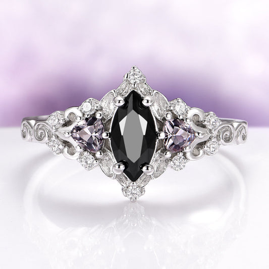 Elain Black Onyx Couples Ring Set