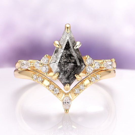 Skye Kite® Galaxy Herkimer Diamond & Meteorite Couples Ring Set