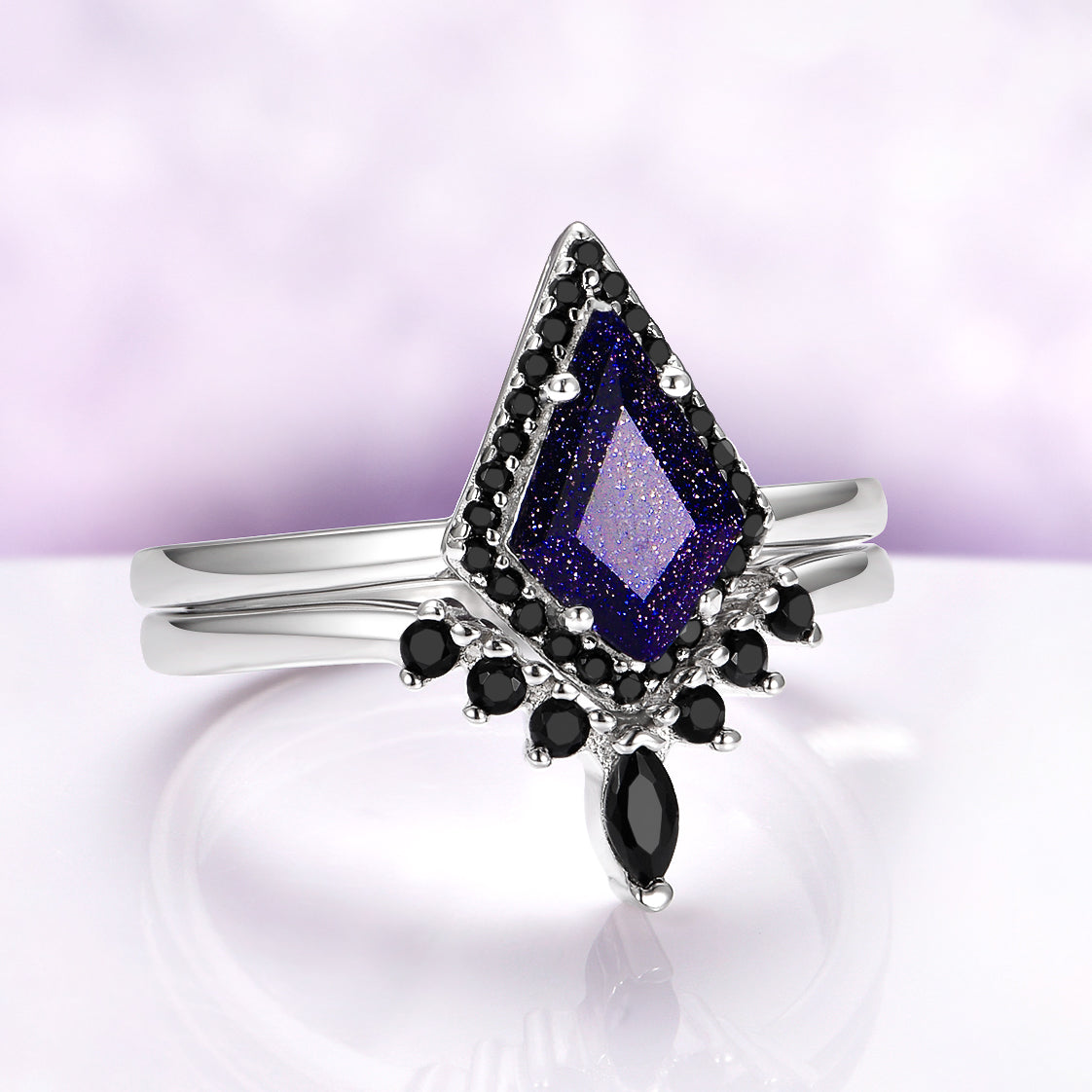 Starry Night & Black Onyx Couples Ring Set