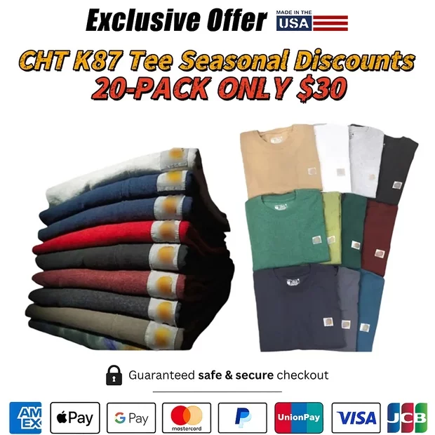🔥Last Day Promotion!CHT Men's K87 Workwear Loose Fit Heavyweight Short-Sleeve Pocket T-Shirt (Also Available in Big & Tall)