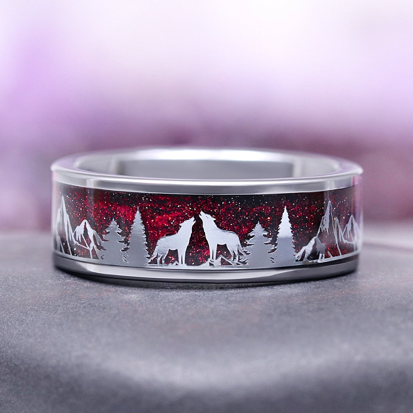 Red Garnet Couples Ring Set (Vampire Inspired)