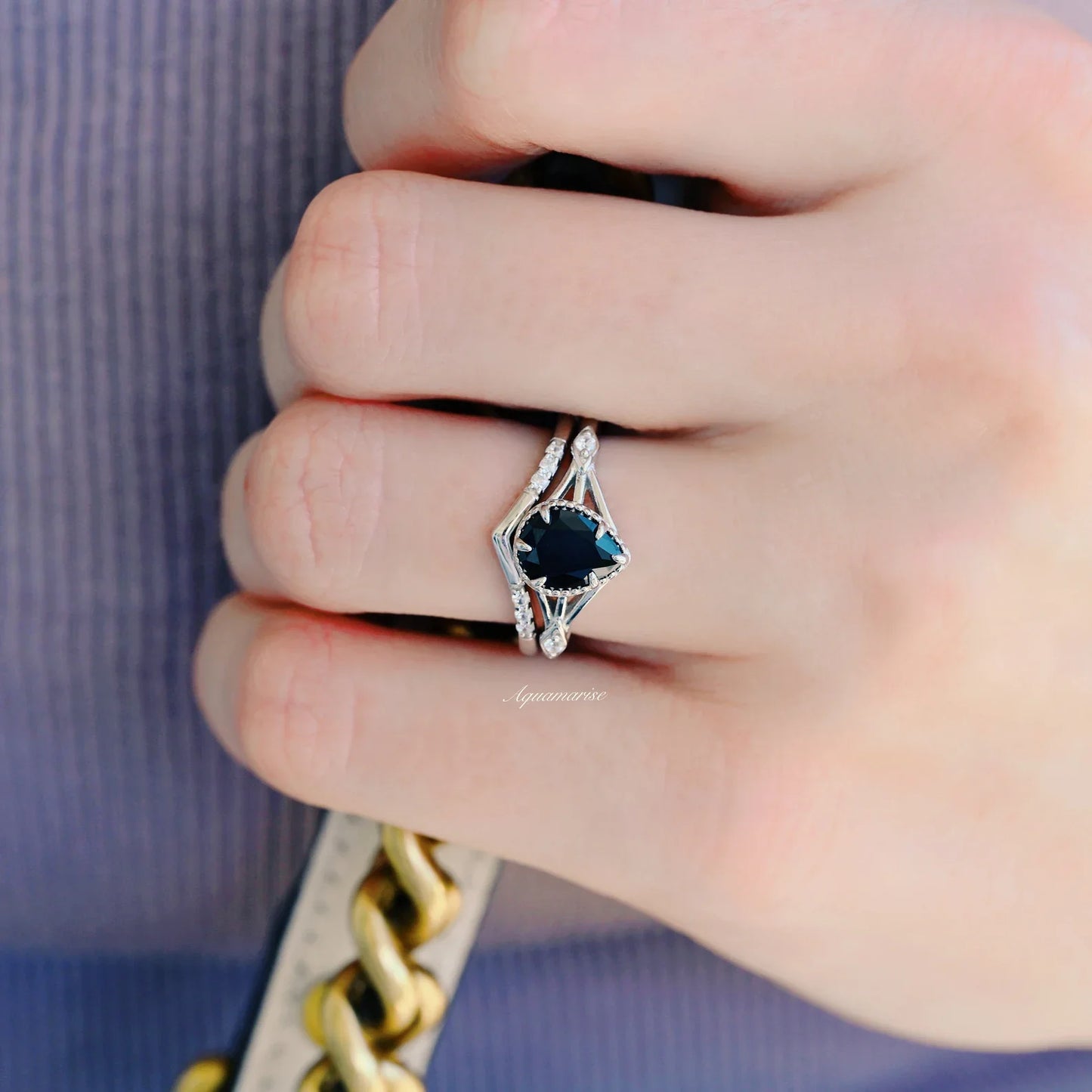 Celtic Black Onyx Couples Ring Set