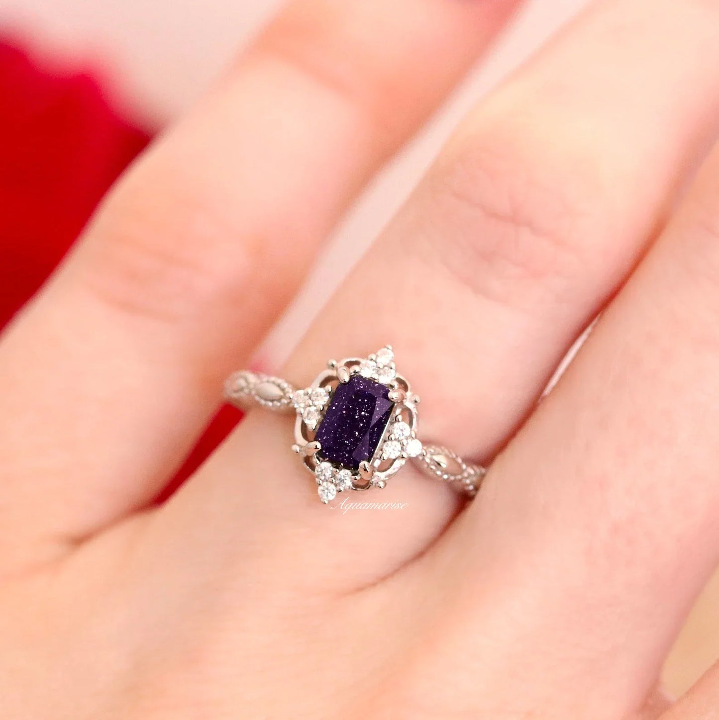 Galaxy Sandstone Starry Night Couples Ring Set