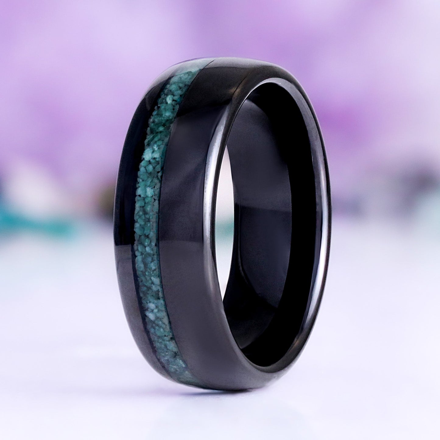 Elara Moss Agate Crescent Moon Couples Ring Set