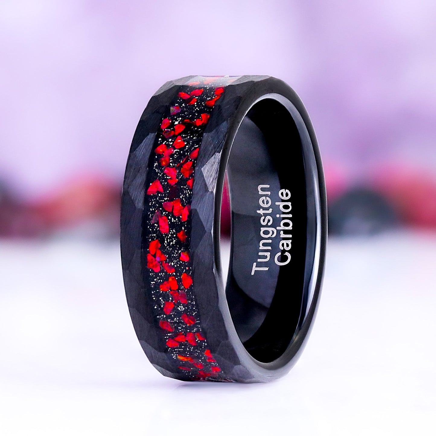 Natural Garnet & Red Fire Opal Couples Ring Set
