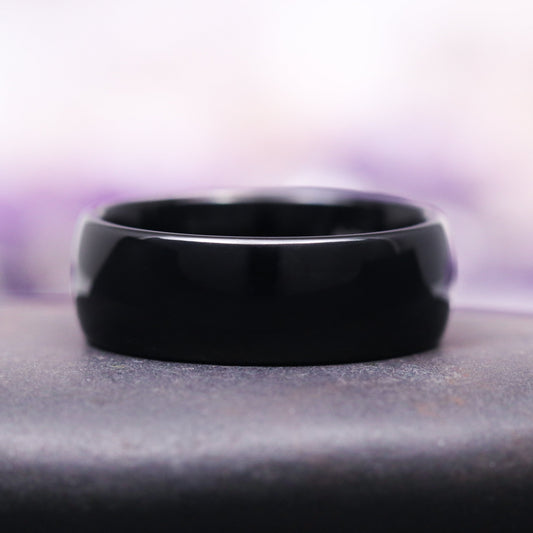 Minimalist Black Tungsten Couples Ring Set