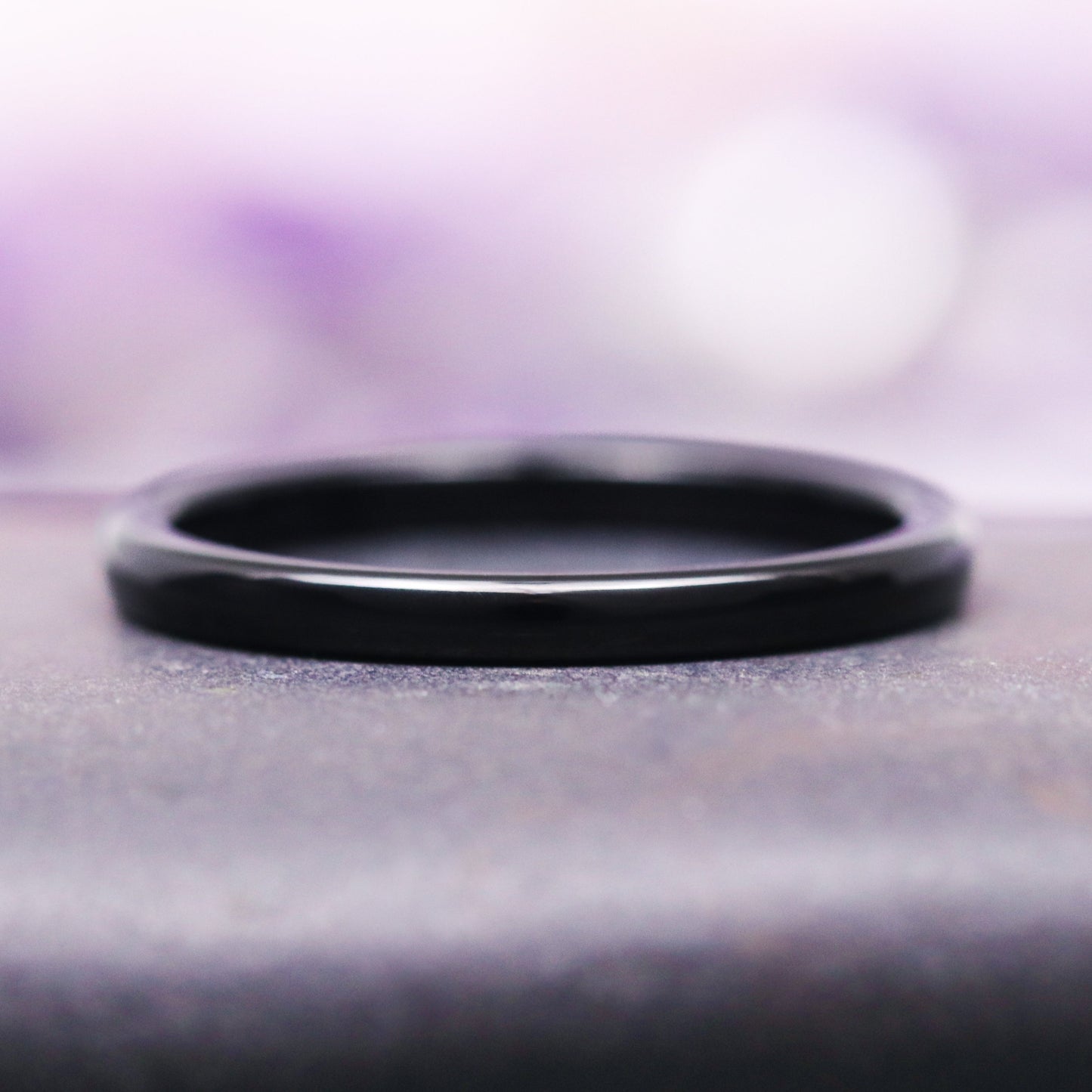 Minimalist Black Tungsten Couples Ring Set