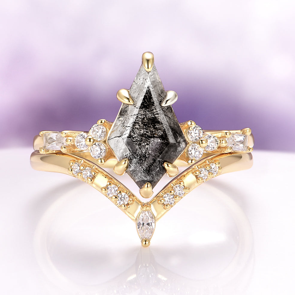 Skye Kite® Galaxy Herkimer Diamond & Meteorite Couples Ring Set