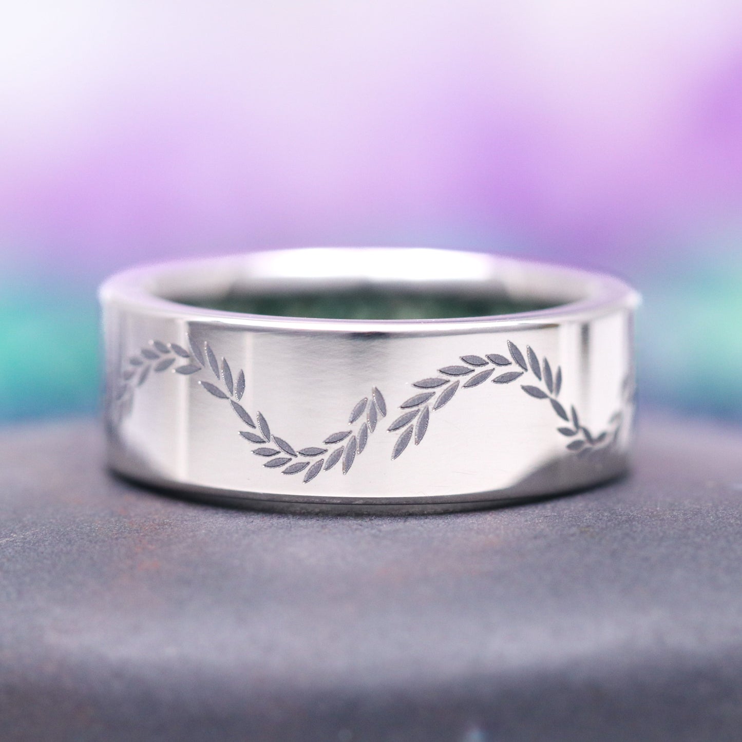 Moss Agate & Emerald Fairy Leaf Couples Ring Set