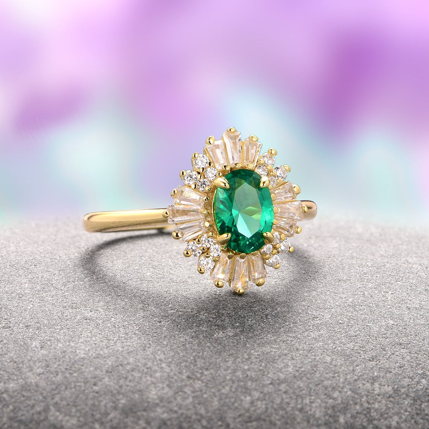 Victoria Vintage Emerald Couples Ring Set
