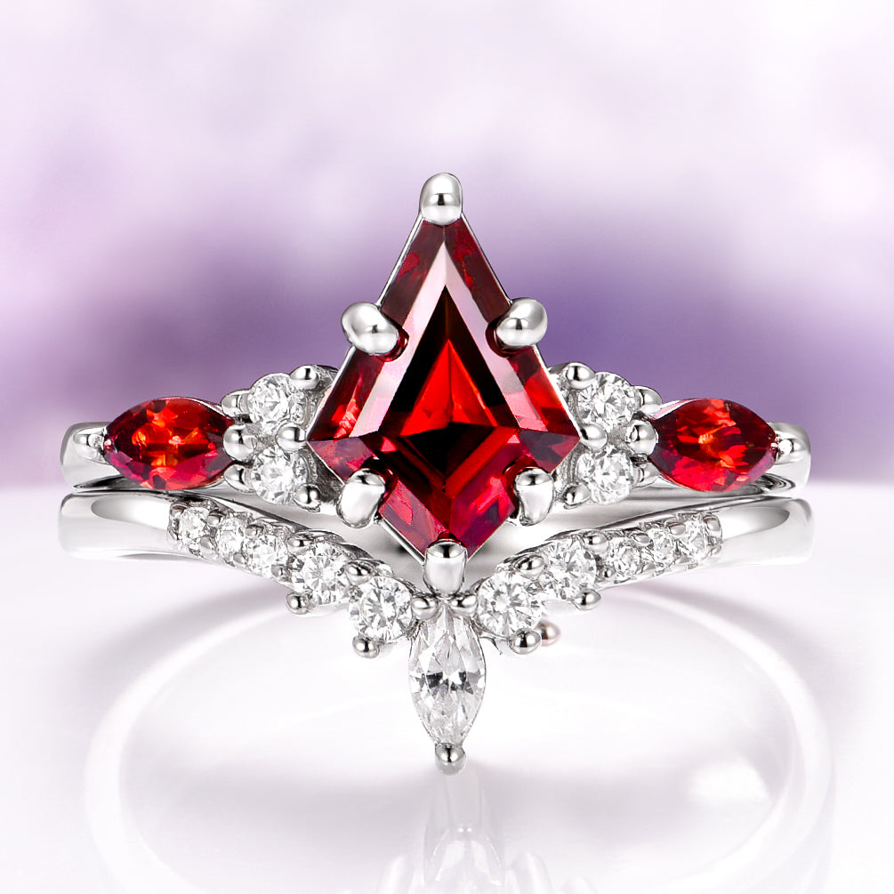 Skye Kite®  Natural Red Garnet Couples Ring Set