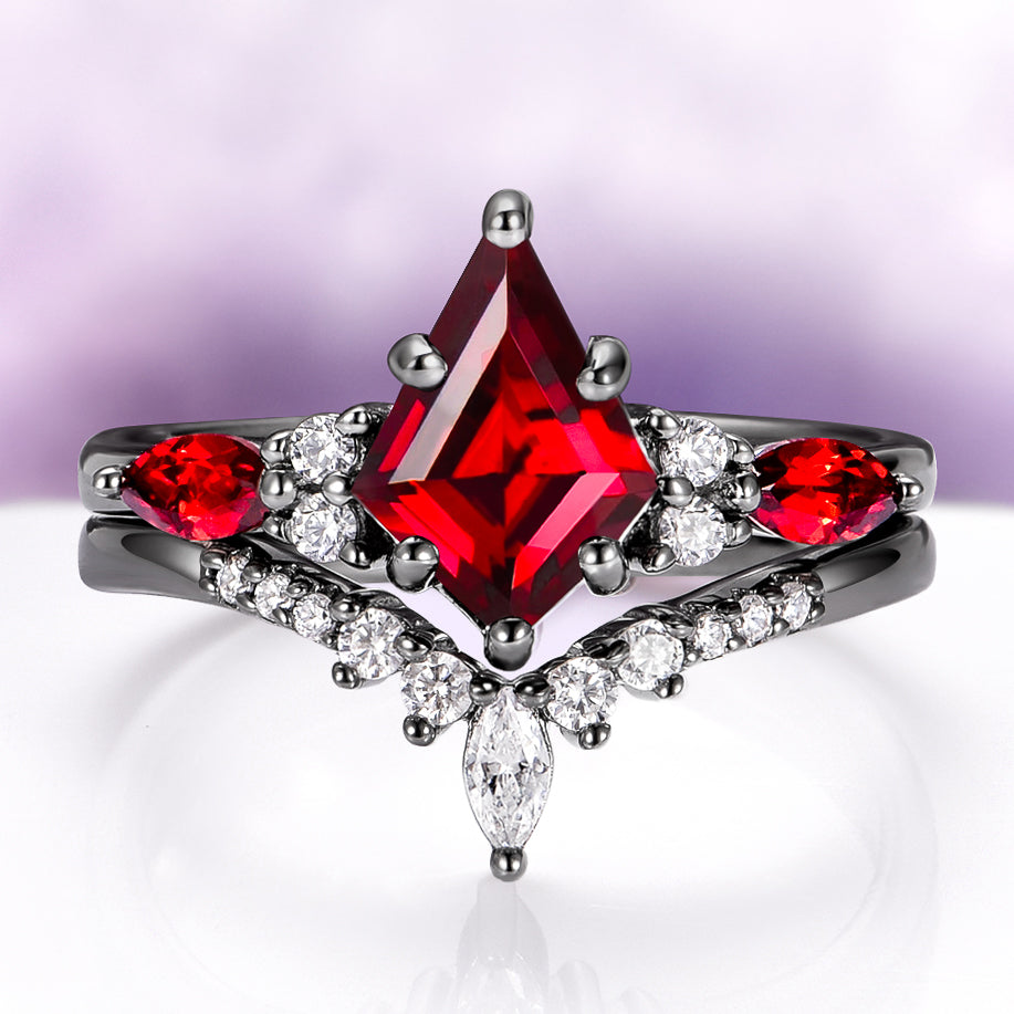 Skye Kite® Natural Red Garnet Couples Ring Set