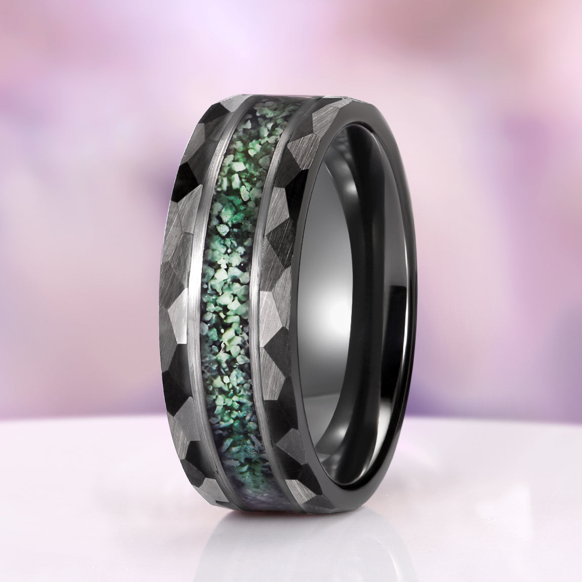 Green Moss Agate Twirl Couples Ring Set
