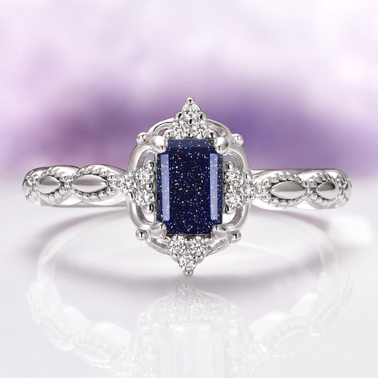 Galaxy Sandstone Starry Night Couples Ring Set