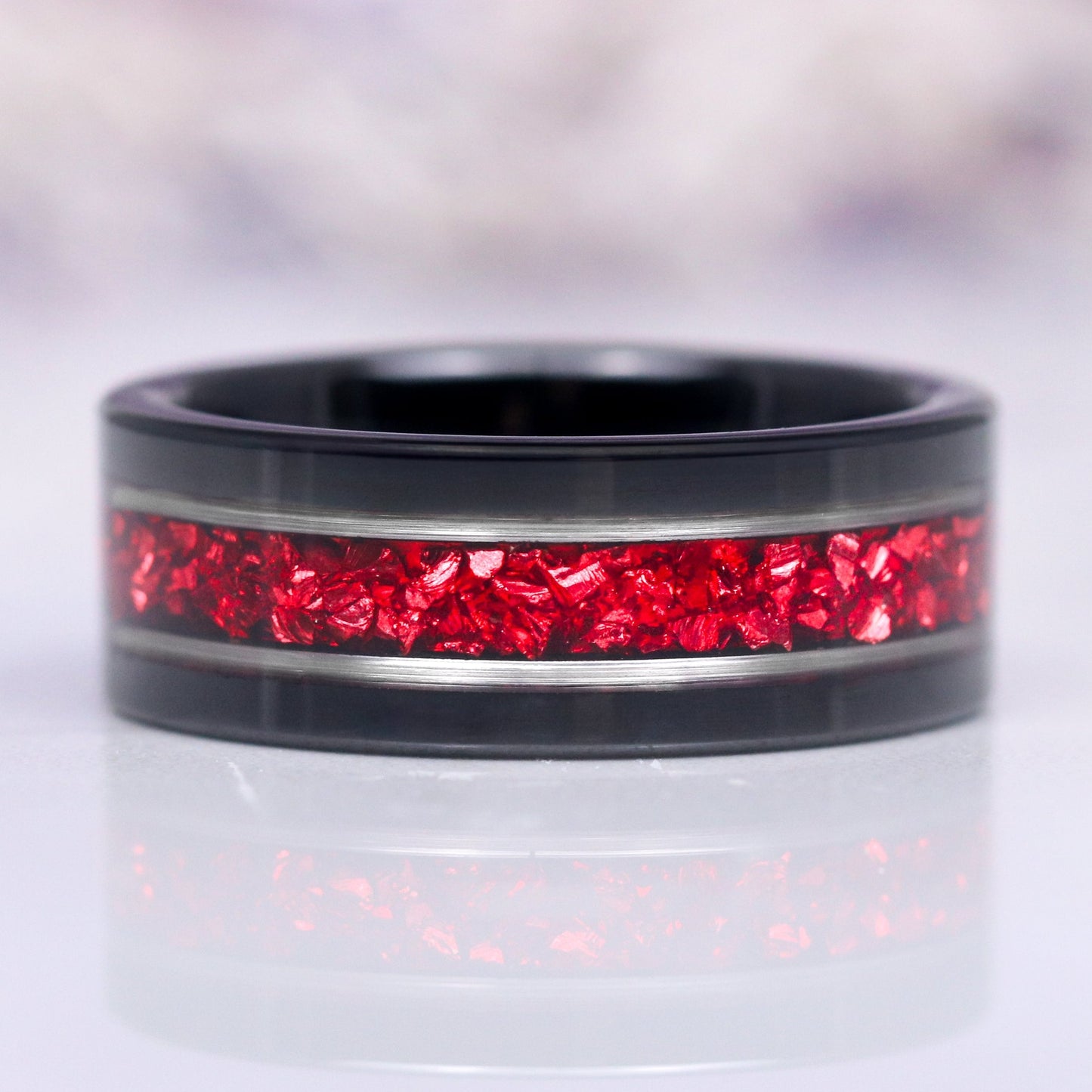 Wisteria Natural Red Garnet Leaf Couples Ring Set