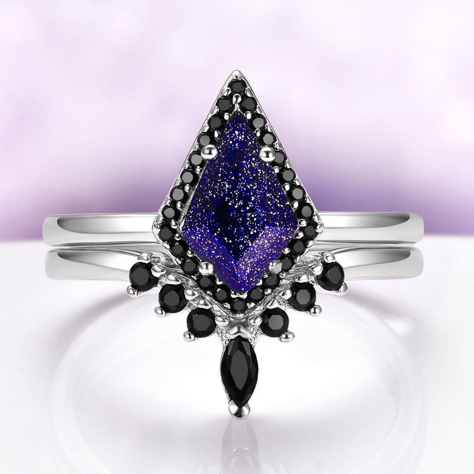 Starry Night & Black Onyx Couples Ring Set