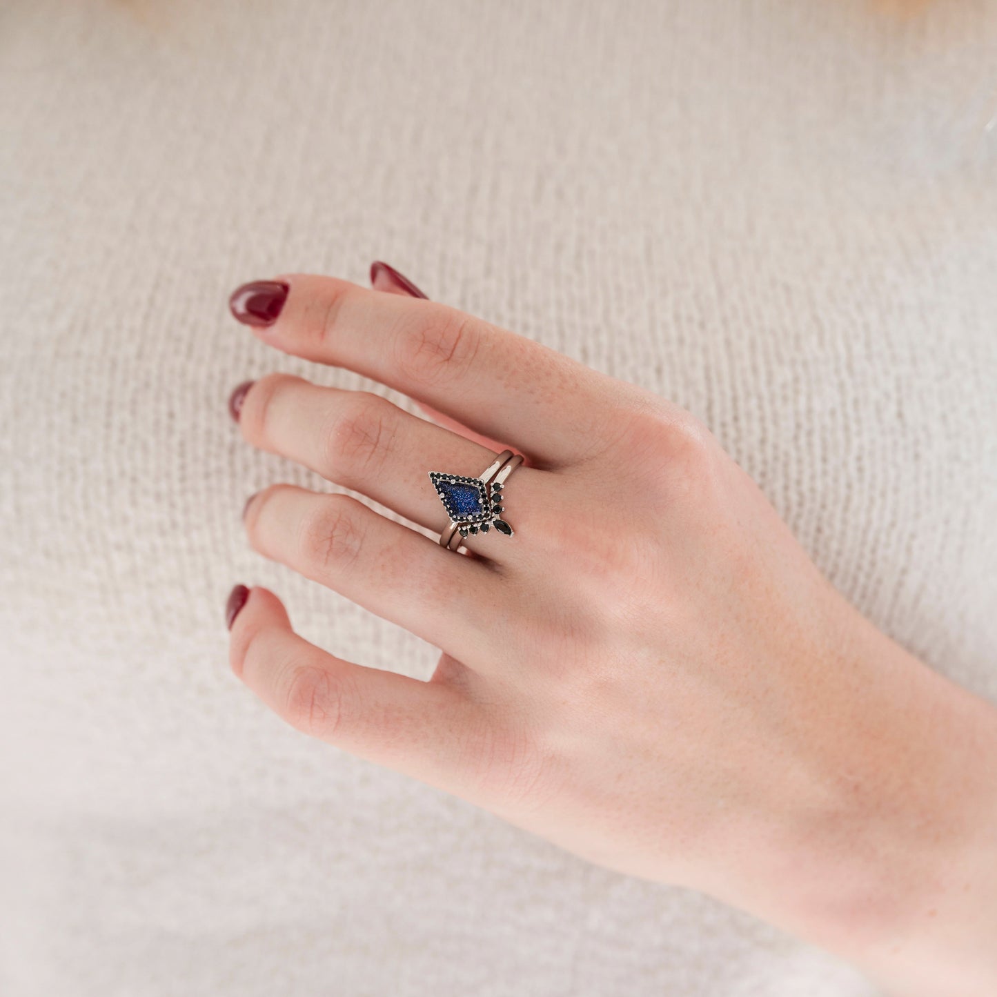 Starry Night & Black Onyx Couples Ring Set