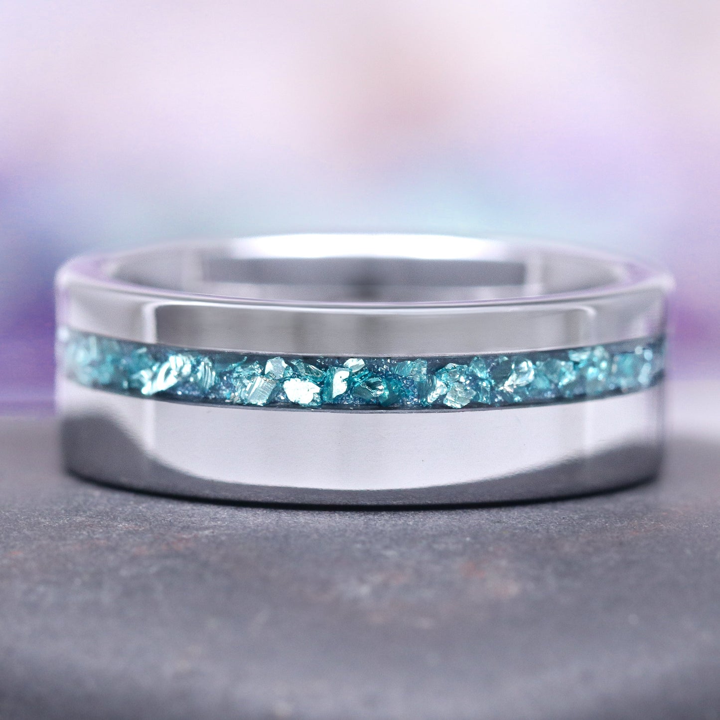 Fireworks Cut Aquamarine Couples Ring Set