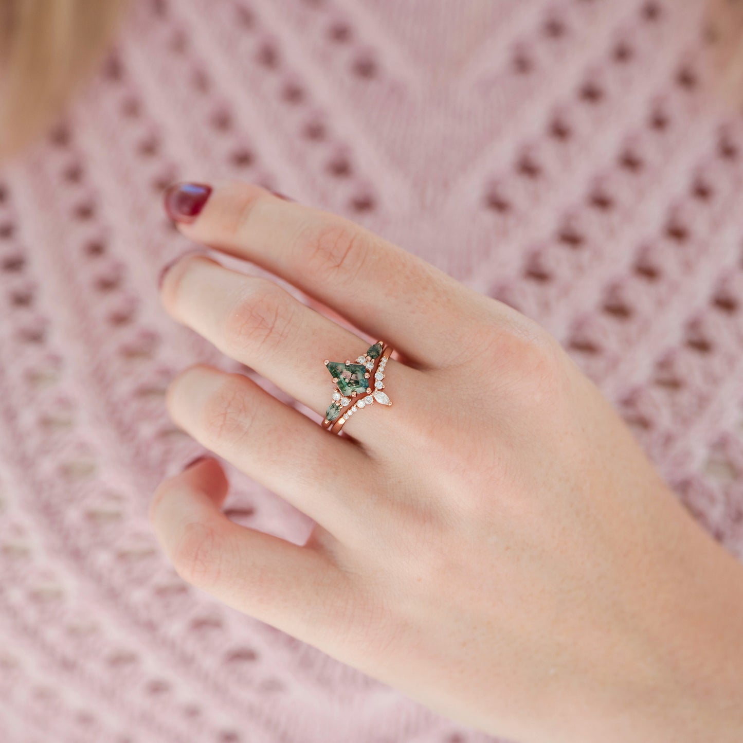 Skye Kite® Moss Agate Couples Ring Set