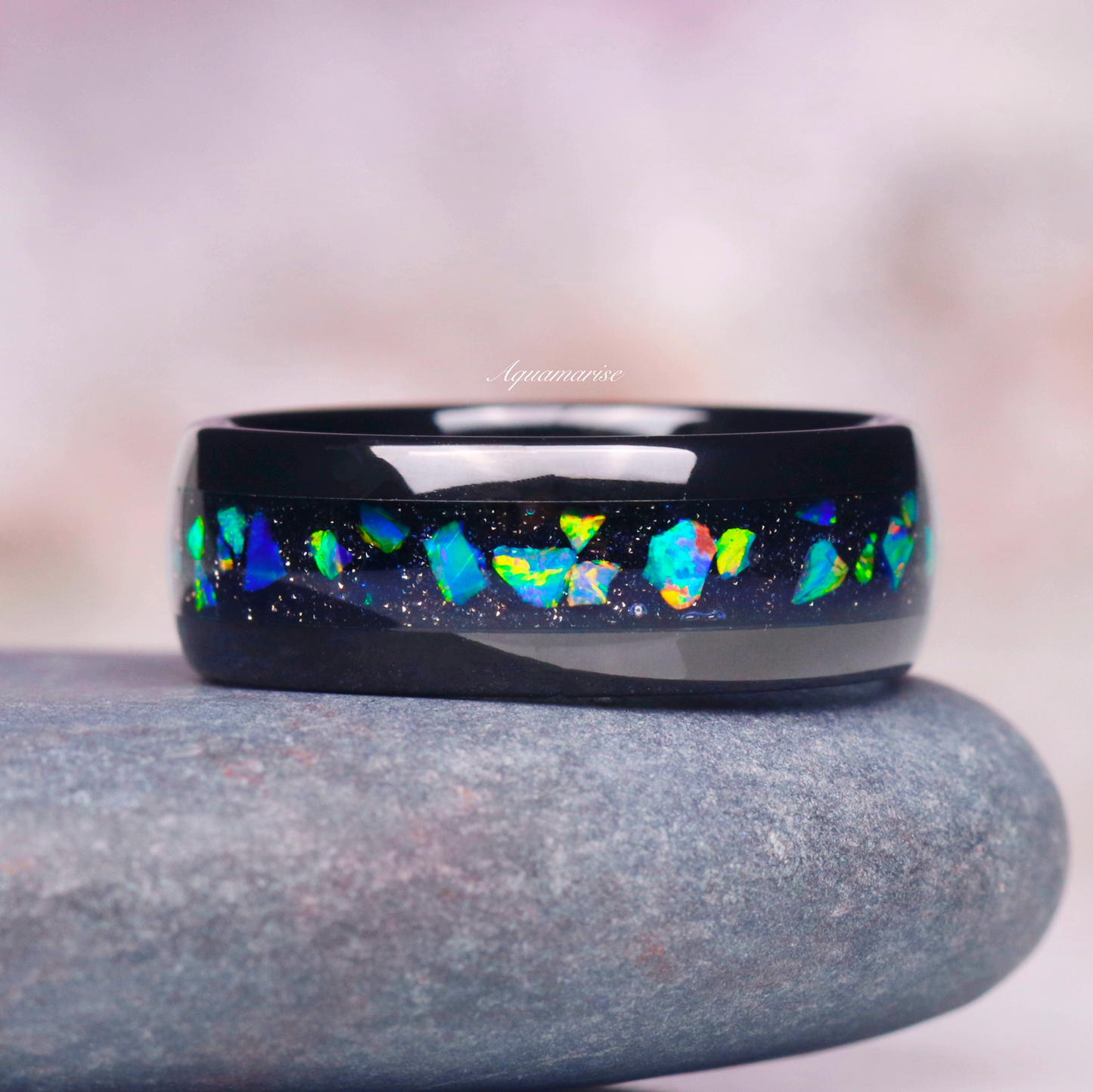 Lilith Coffin Cut Emerald & Green Fire Opal Couples Ring Set