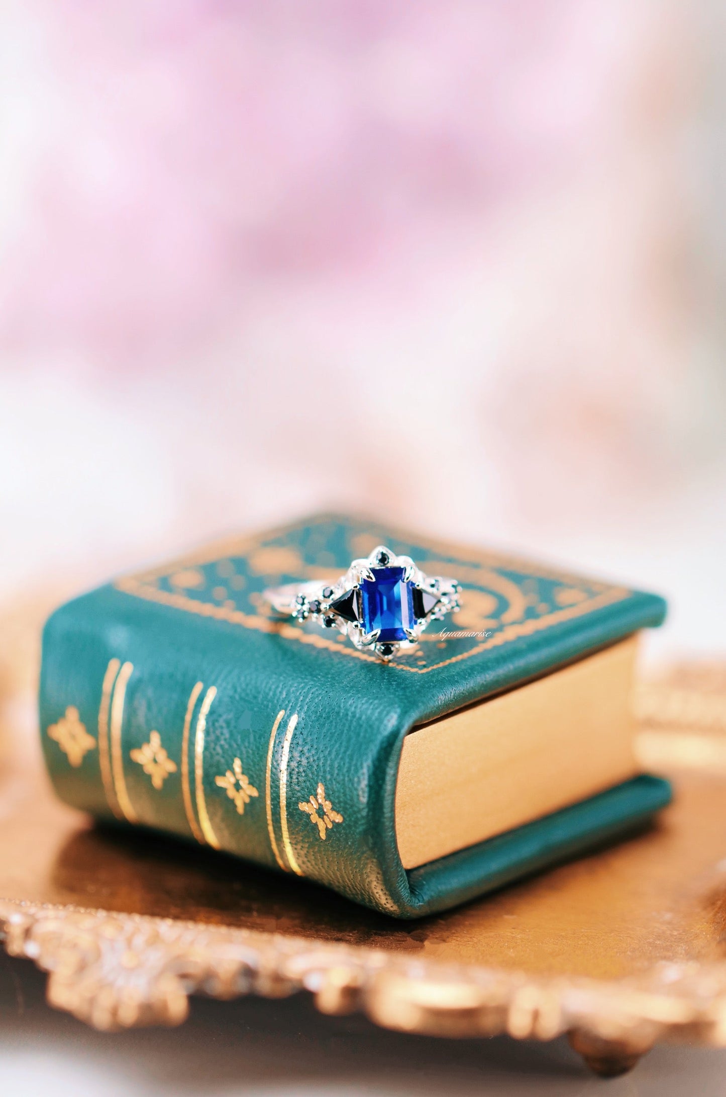 Blue Sapphire, Black Onyx  & Fire Opal Couples Ring Set