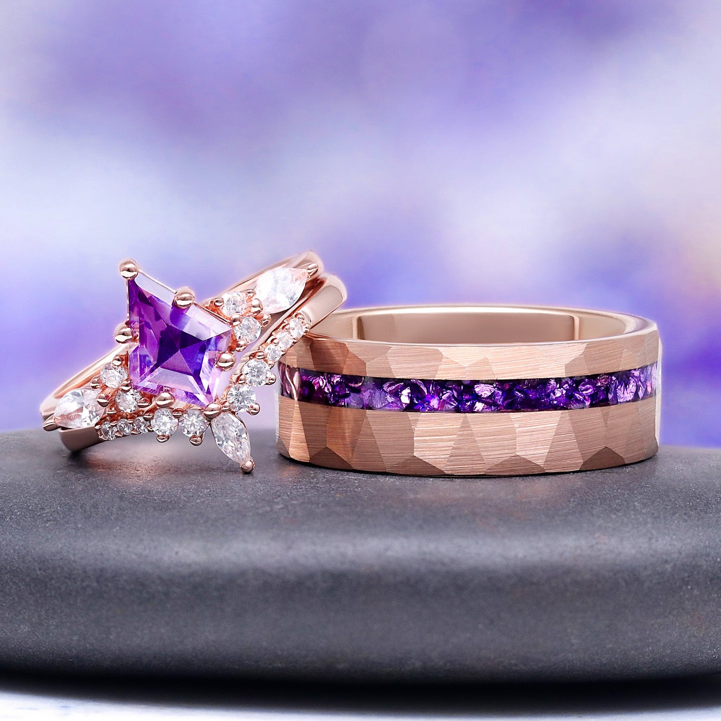 Skye Kite® Natural Amethyst Couples Ring Set