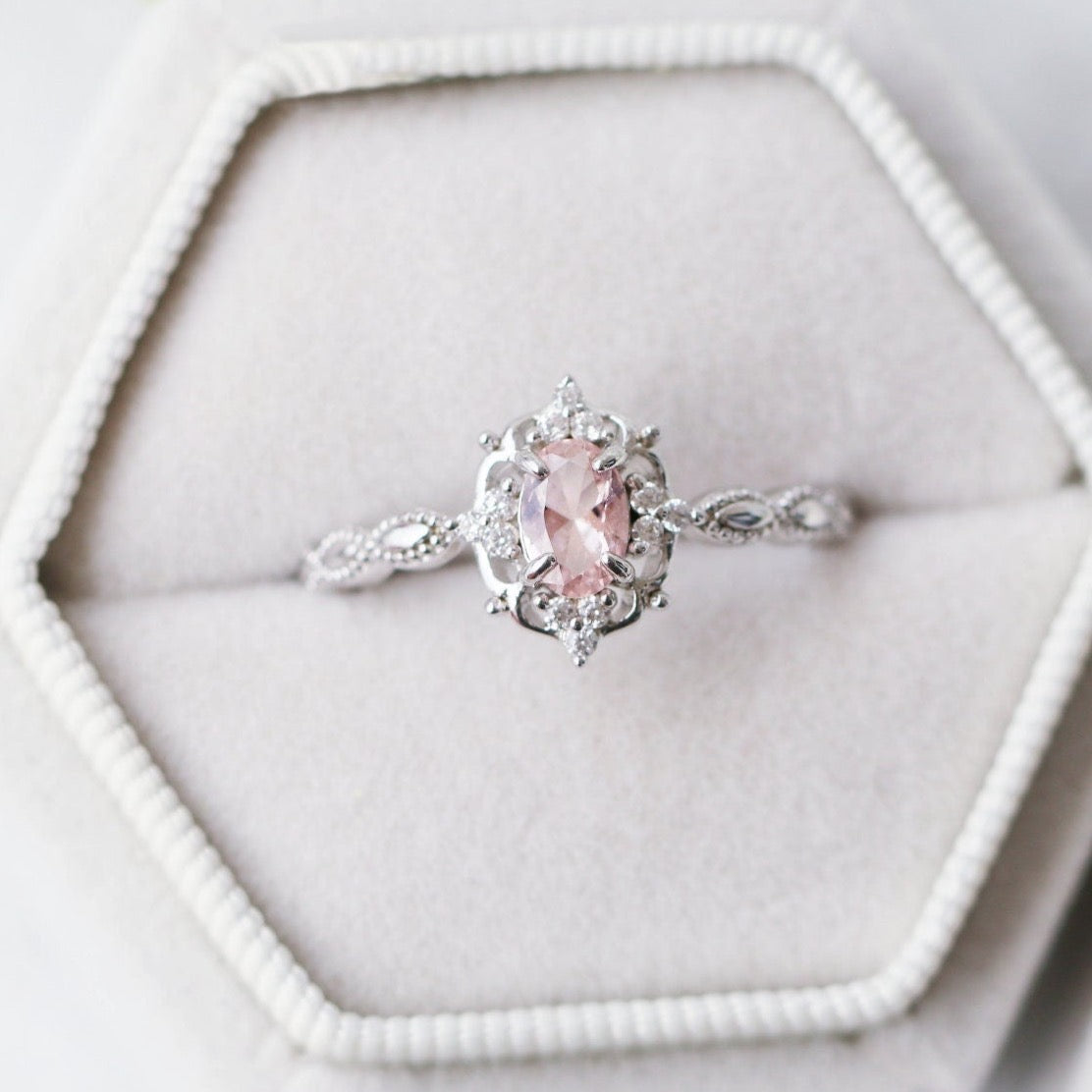 Vintage Morganite Couples Ring Set