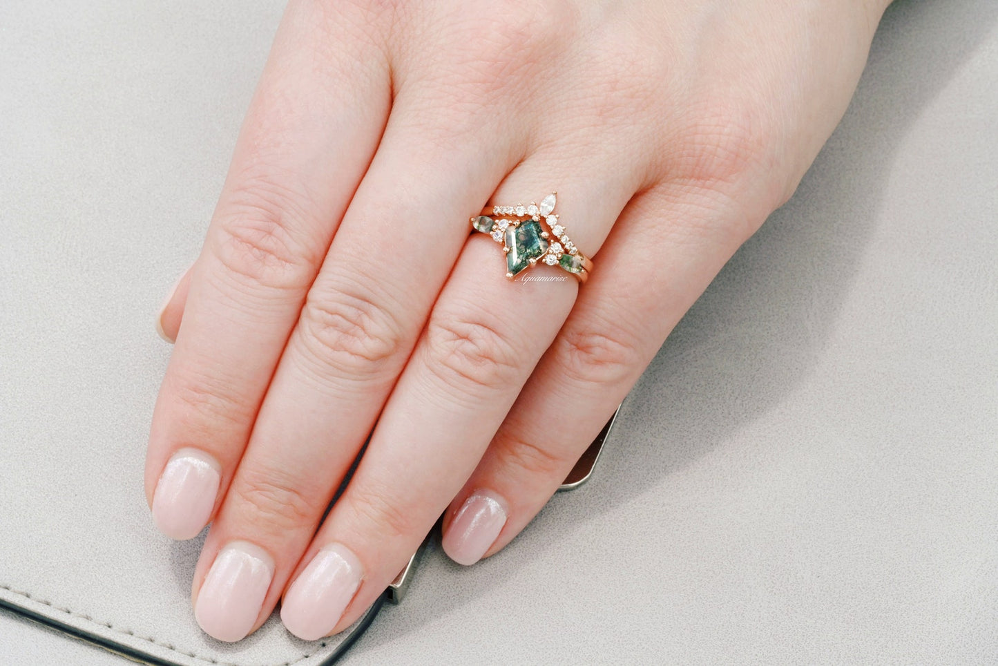 Skye Kite® Moss Agate Couples Ring Set