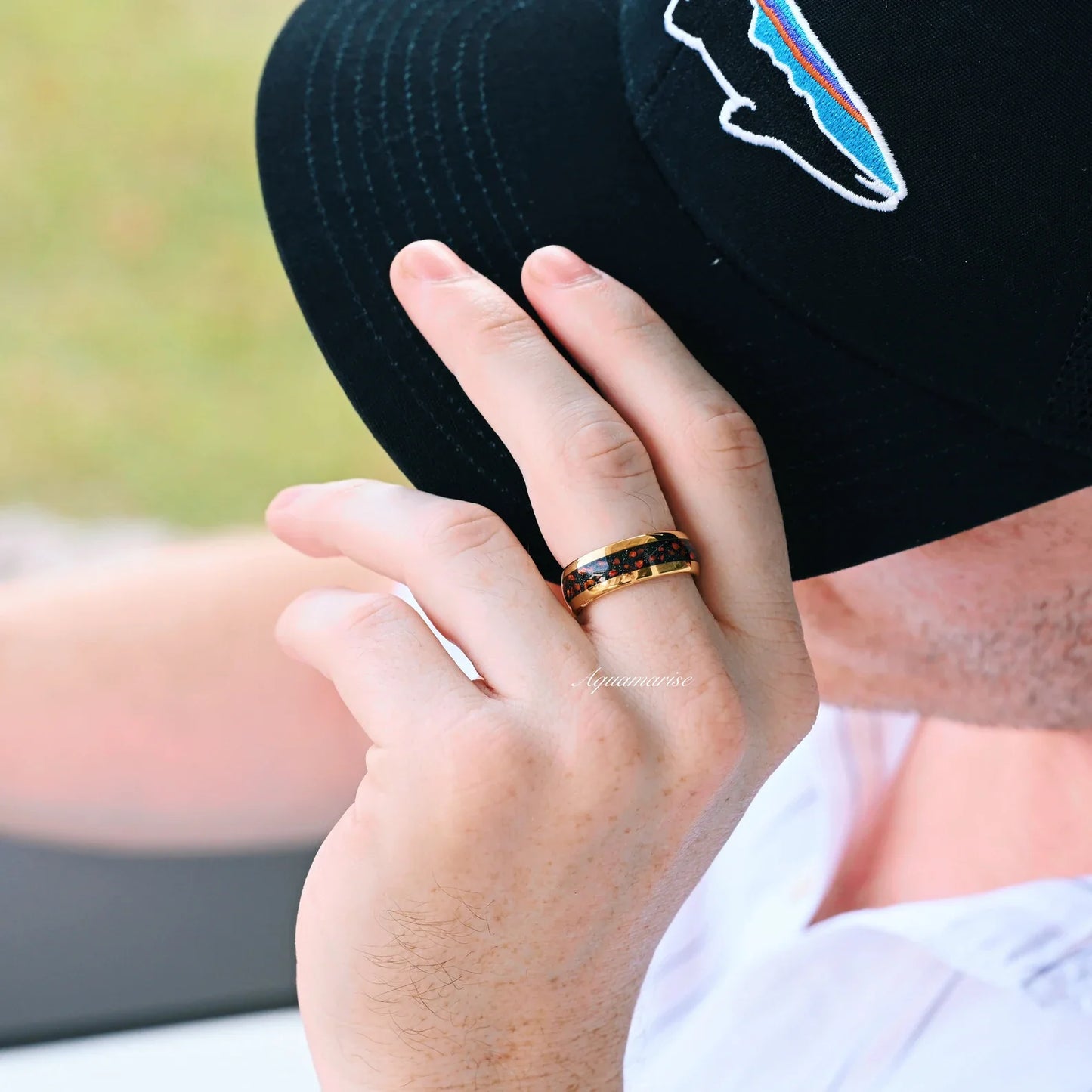 Natural Garnet & Red Fire Opal Leaf Couples Ring Set