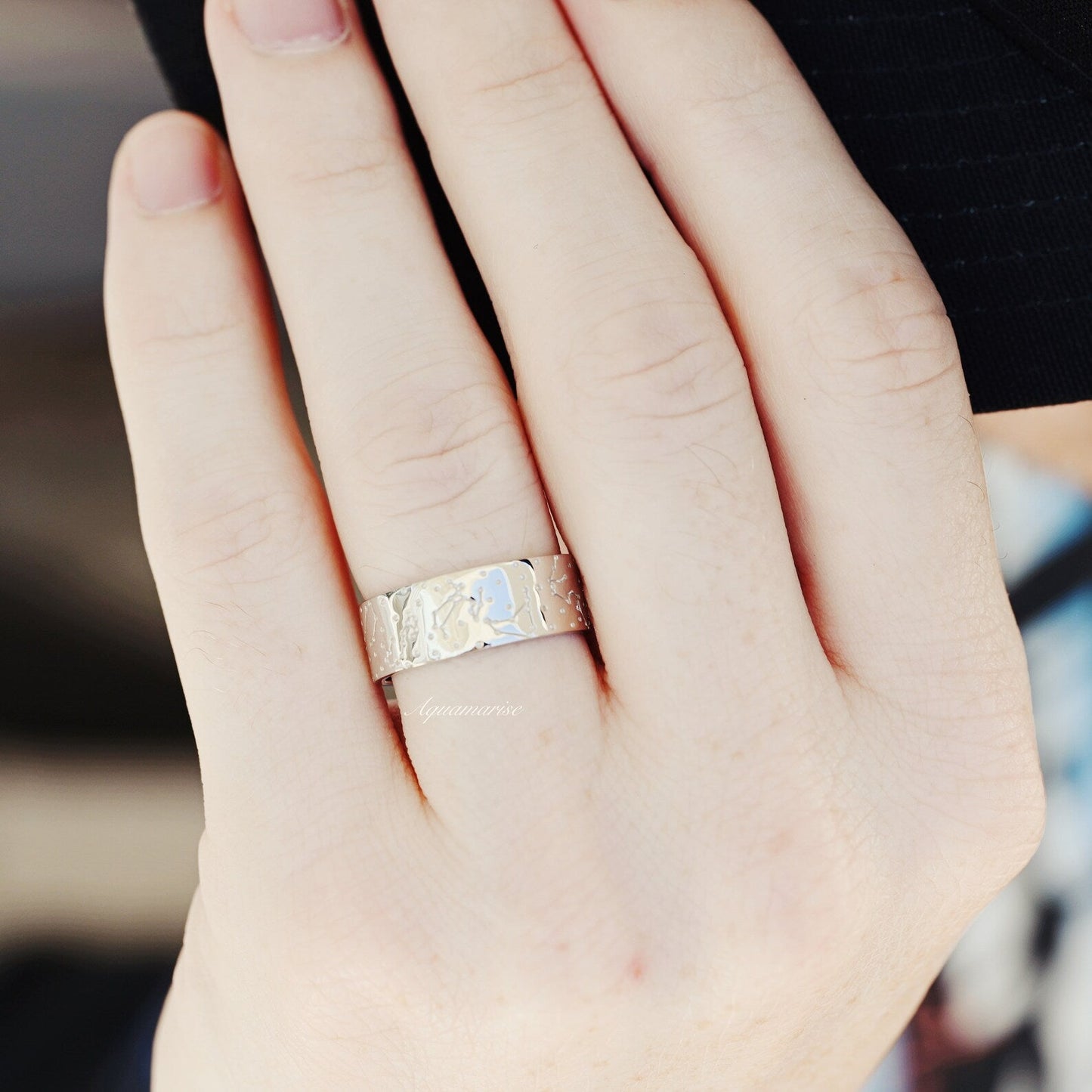 Moissanite & Crescent Moon Constellation Couples Ring Set