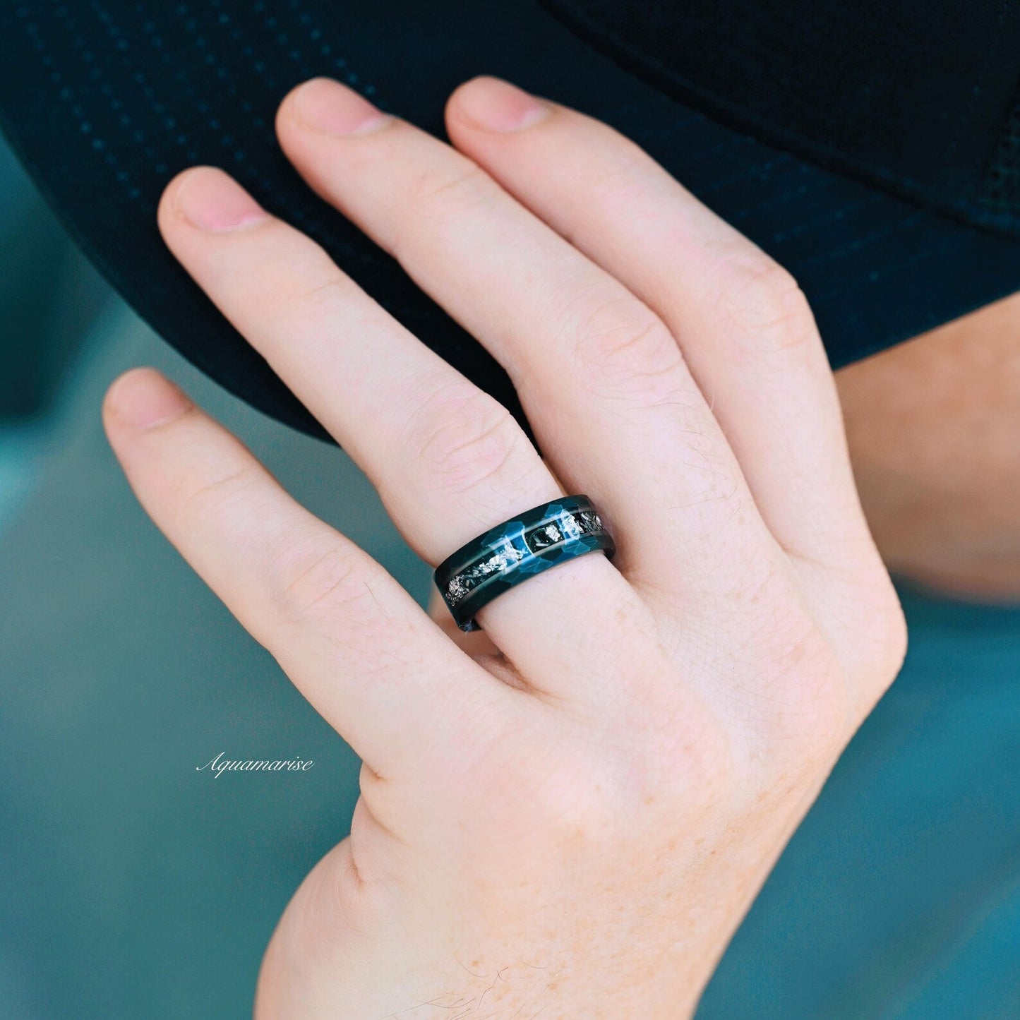 Rutilated Quartz & Meteorite Couples Ring Set