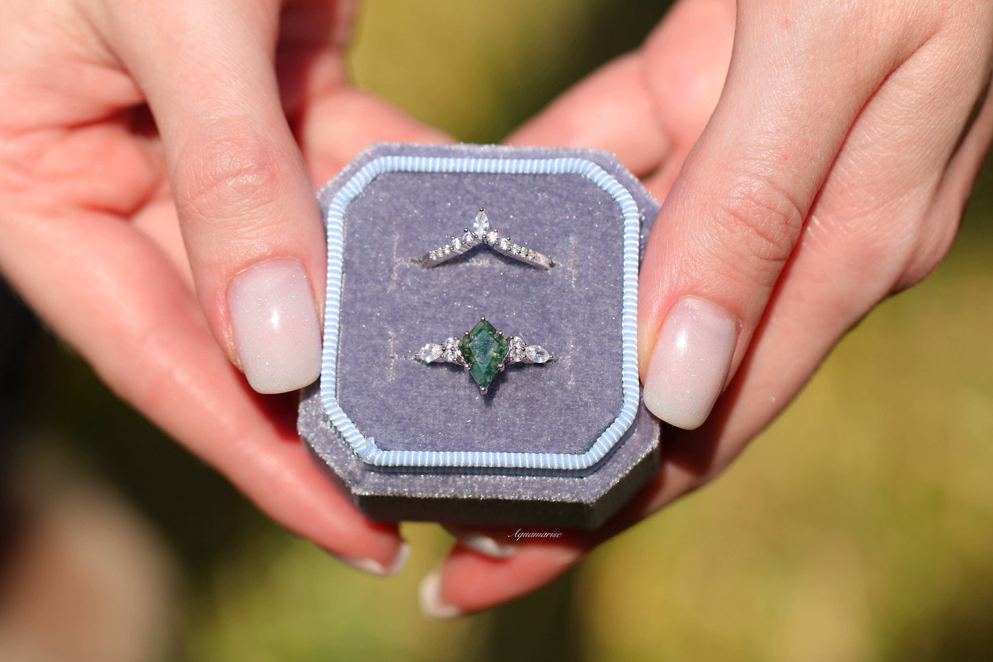 Skye Kite® Moss Agate Couples Ring Set