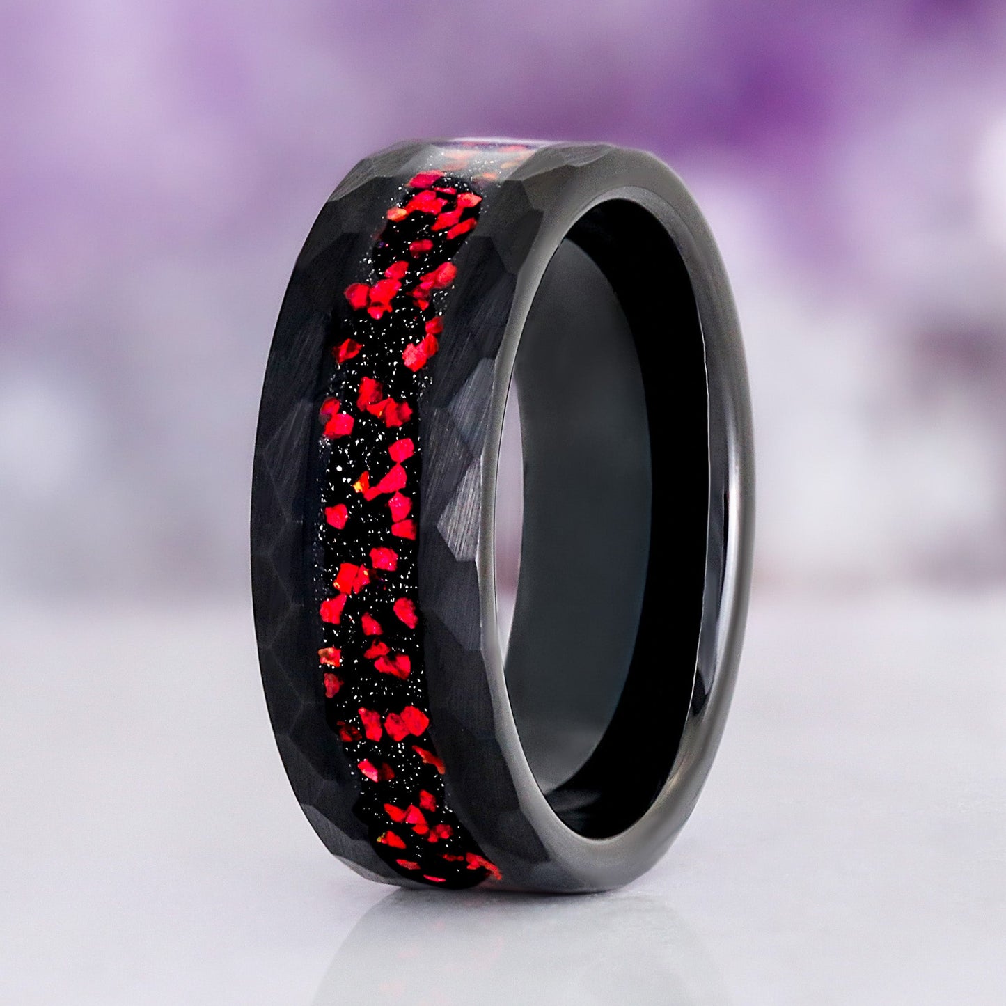 Natural Garnet & Red Fire Opal Couples Ring Set